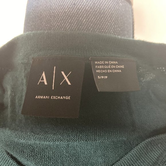 Mens Armani Exchange Lightweight Green Wool Sweater Size Small - Picture 4 of 5